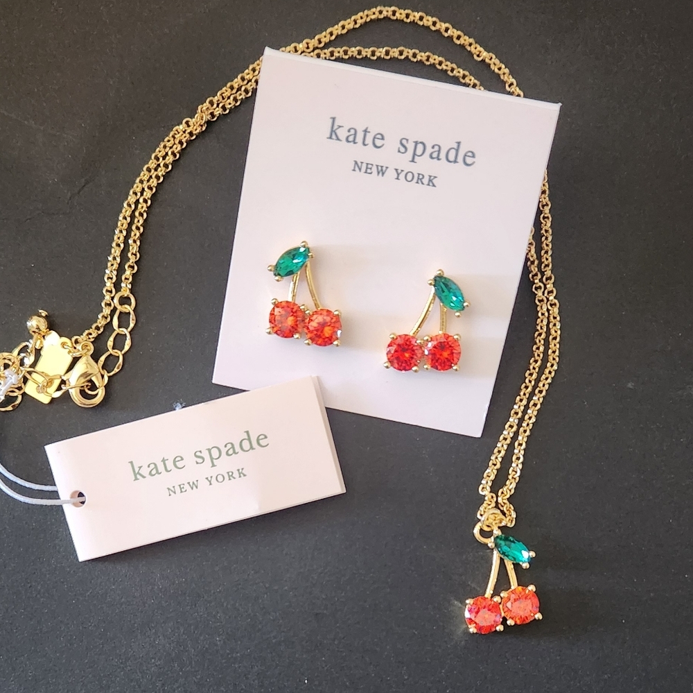 Kate Spade Red and Gold Cherry Jewelry Set